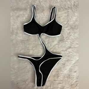 Black and White Women's Swimwear one piece